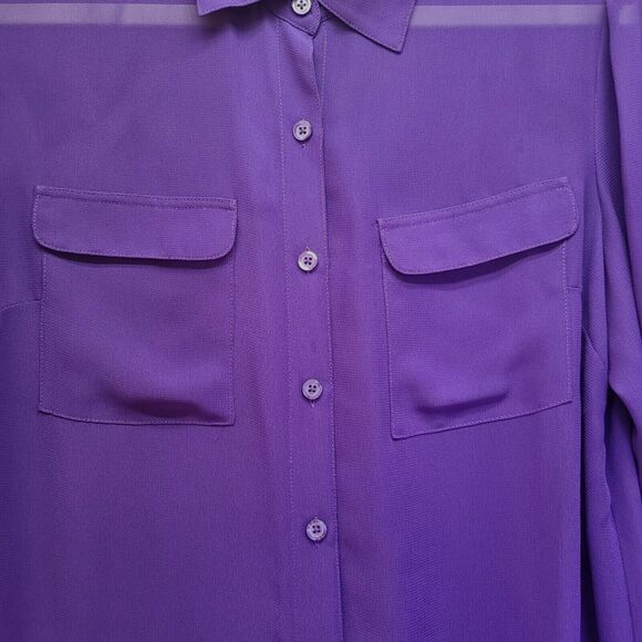 Coldwater Creek Womens Button Up Shirt Purple Size Small 100% Polyester Sheer - Picture 10 of 13